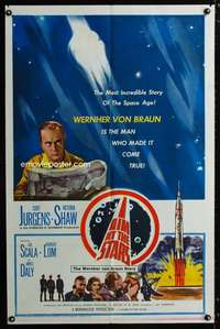 c618 I AIM AT THE STARS one-sheet movie poster '60 Wernher Von Braun bio!