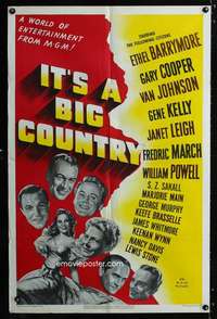 c596 IT'S A BIG COUNTRY one-sheet movie poster '51 Gary Cooper, all-stars!