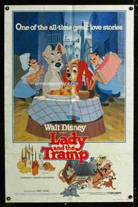 c571 LADY & THE TRAMP one-sheet movie poster R80 Walt Disney classic!