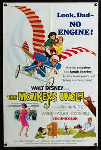 c488 MONKEY'S UNCLE one-sheet movie poster '65 Annette Funnicello w/ape!