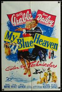 c480 MY BLUE HEAVEN one-sheet movie poster '50 Betty Grable, Dan Dailey