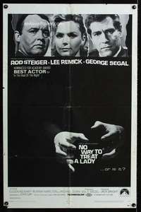 c461 NO WAY TO TREAT A LADY one-sheet movie poster '68 Rod Steiger, Remick