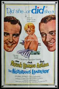 c457 NOTORIOUS LANDLADY one-sheet movie poster '62 Novak, Lemmon, Astaire