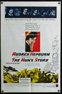 c456 NUN'S STORY one-sheet movie poster '59 religious Audrey Hepburn!