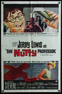 c455 NUTTY PROFESSOR one-sheet movie poster '63 Jerry Lewis, Stevens