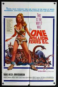 c439 ONE MILLION YEARS BC one-sheet movie poster '66 sexy Raquel Welch!