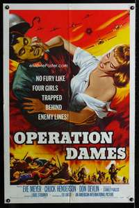c433 OPERATION DAMES one-sheet movie poster '59 WWII, sexy Eve Meyer!