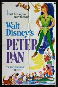 c411 PETER PAN one-sheet movie poster R69 Walt Disney classic!