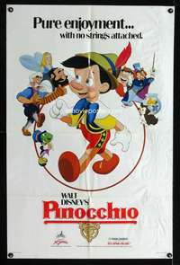 c396 PINOCCHIO one-sheet movie poster R84 Walt Disney classic cartoon!