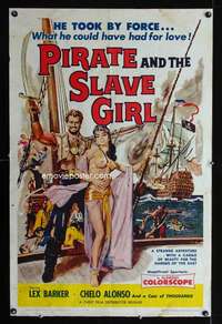 c392 PIRATE & THE SLAVE GIRL one-sheet movie poster '61 Lex Barker, Italian