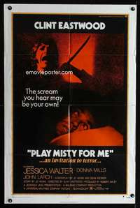 c388 PLAY MISTY FOR ME one-sheet movie poster '71 classic Clint Eastwood!