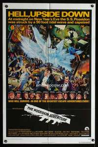 c384 POSEIDON ADVENTURE 1sh movie poster '72 Hackman, Kunstler art!