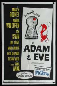 c369 PRIVATE LIVES OF ADAM & EVE one-sheet movie poster '60 Mamie Van Doren