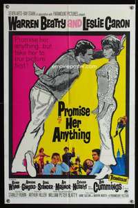 c363 PROMISE HER ANYTHING one-sheet movie poster '66 Warren Beatty, Caron