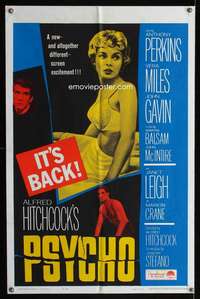 c360 PSYCHO one-sheet movie poster R65 Leigh, Perkins, Hitchcock