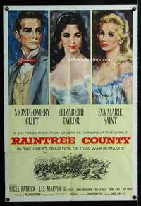 c346 RAINTREE COUNTY one-sheet movie poster '57 Monty Clift, Liz Taylor