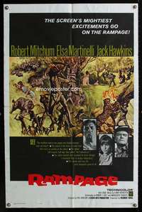 c344 RAMPAGE one-sheet movie poster '63 Robert Mitchum, Elsa Martinelli