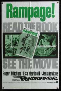 c343 RAMPAGE book style one-sheet movie poster '63 Robert Mitchum