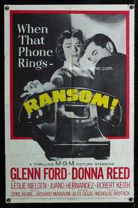 c341 RANSOM one-sheet movie poster '56 Glenn Ford, Donna Reed