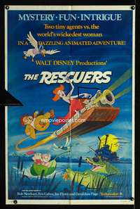 c323 RESCUERS one-sheet movie poster '77 Walt Disney mice cartoon!