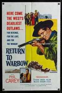 c313 RETURN TO WARBOW one-sheet movie poster '58 Phil Carey western!