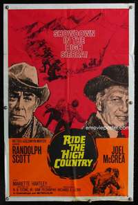 c303 RIDE THE HIGH COUNTRY one-sheet movie poster '62 Randolph Scott, McCrea