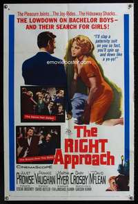 c299 RIGHT APPROACH one-sheet movie poster '61 lowdown on bachelor boys!