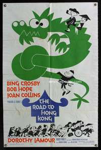 c289 ROAD TO HONG KONG one-sheet movie poster '62 Bob Hope, Bing Crosby