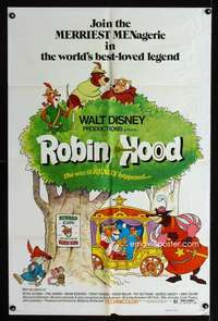 c282 ROBIN HOOD one-sheet movie poster '73 Walt Disney cartoon!