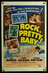 c278 ROCK PRETTY BABY one-sheet movie poster '57 Sal Mineo, rock 'n roll!