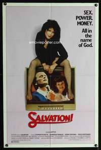 c258 SALVATION one-sheet movie poster '87 wacky televangelist comedy!