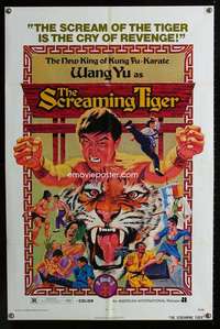 c236 SCREAMING TIGER one-sheet movie poster '73 king of kung fu-karate!