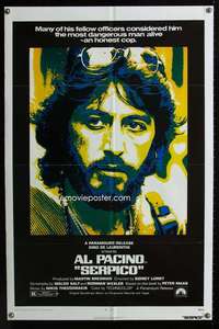 c215 SERPICO one-sheet movie poster '74 Al Pacino, Lumet crime classic!