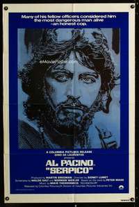 c214 SERPICO one-sheet movie poster R80 Al Pacino, Lumet crime classic!
