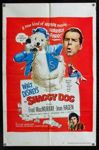 c202 SHAGGY DOG one-sheet movie poster '59 Disney, Fred MacMurray
