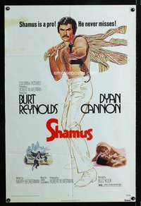 c198 SHAMUS one-sheet movie poster '73 Burt Reynolds never misses!
