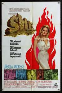 c193 SHE one-sheet movie poster '65 Hammer, super sexy Ursula Andress!