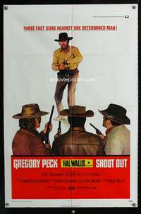 c185 SHOOT OUT one-sheet movie poster '71 gunfighting Gregory Peck!