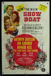 c182 SHOW BOAT one-sheet movie poster '51 Kathryn Grayson, Ava Gardner