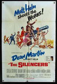 c171 SILENCERS one-sheet movie poster '66 Dean Martin & the Slaygirls!