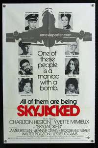 c154 SKYJACKED style B one-sheet movie poster '72 Charlton Heston, Mimieux