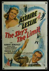 c152 SKY'S THE LIMIT style A one-sheet movie poster '43 Fred Astaire, Leslie