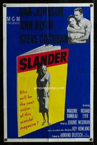 c151 SLANDER one-sheet movie poster '57 Blyth, slanderous sex magazine!