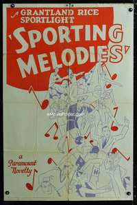 c135 SPORTING MELODIES one-sheet movie poster '33 Grantland Rice Sportlight!