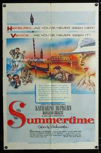 c125 SUMMERTIME one-sheet movie poster '55 Kate Hepburn, Rossano Brazzi