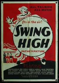 c117 SWING HIGH one-sheet movie poster '30 cool circus clown image!