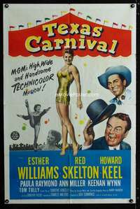 c111 TEXAS CARNIVAL one-sheet movie poster '51 Esther Williams, Skelton