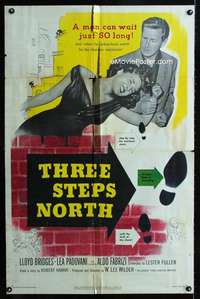 c106 THREE STEPS NORTH one-sheet movie poster '51 tough Lloyd Bridges!