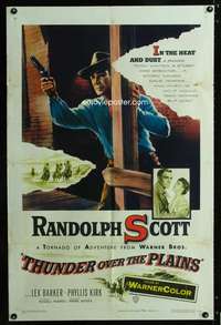 c104 THUNDER OVER THE PLAINS one-sheet movie poster '53 Randolph Scott