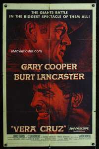 c074 VERA CRUZ one-sheet movie poster '55 Gary Cooper, Burt Lancaster